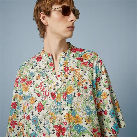 camicia gucci floreale|Camicia Gucci Flowers in cotone a righe in Verde .